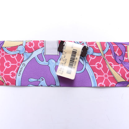 Hermes Silk La Promenade Du Matin Twilly Prune Rose Mauve 4 of 4