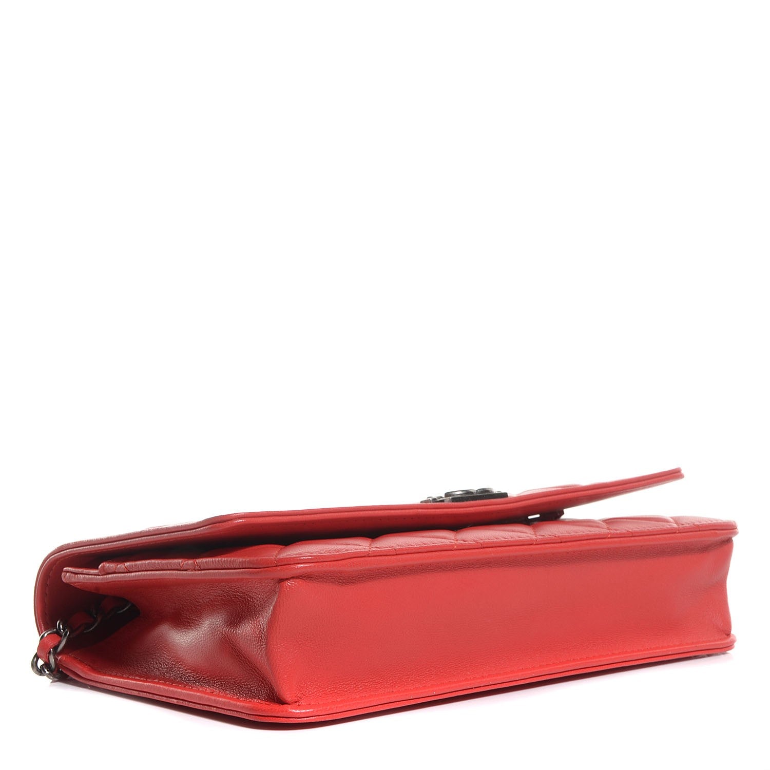Chanel Lambskin Boy Wallet On Chain WOC Red 4 of 9