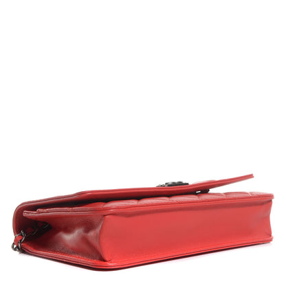 Chanel Lambskin Boy Wallet On Chain WOC Red 4 of 9