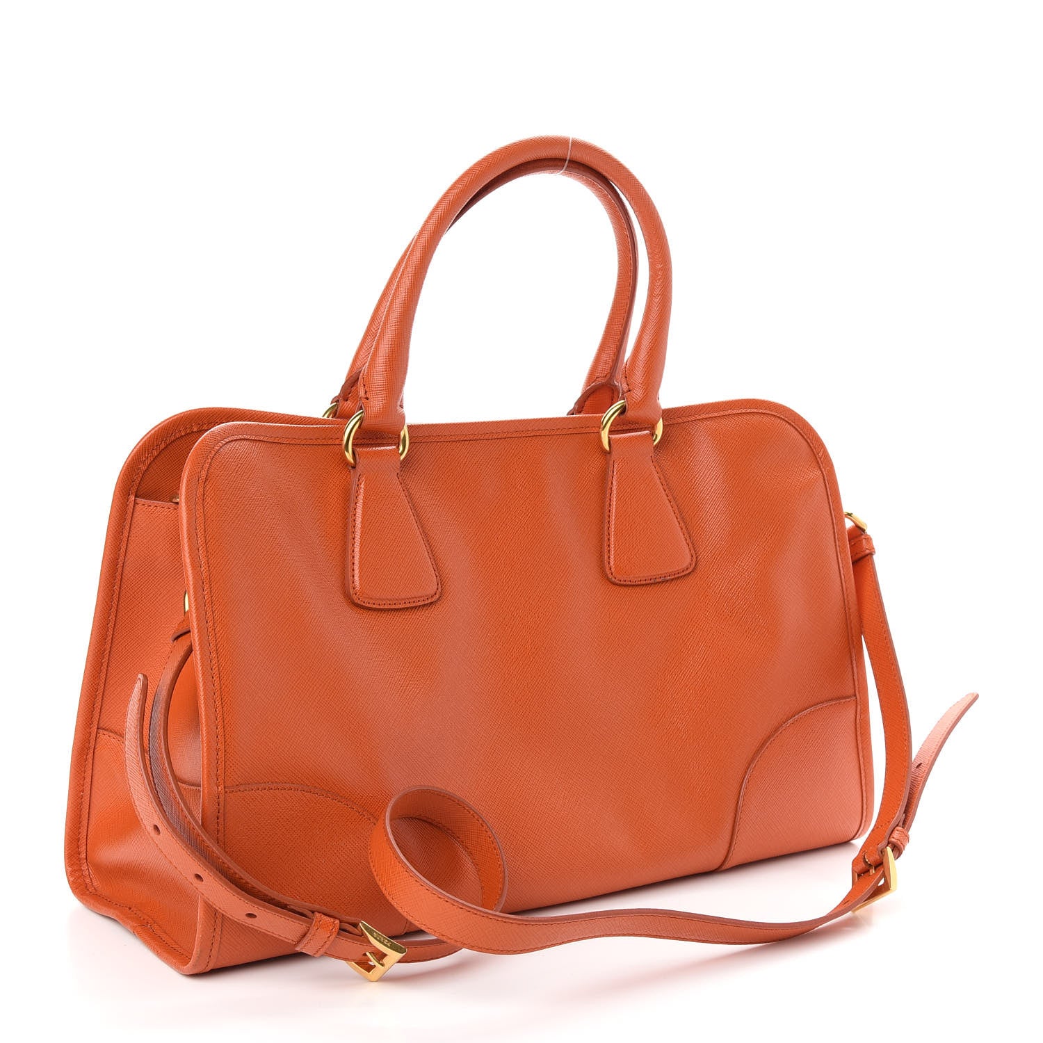 Prada Saffiano Lux Top Handle Tote Papaya 3 of 9
