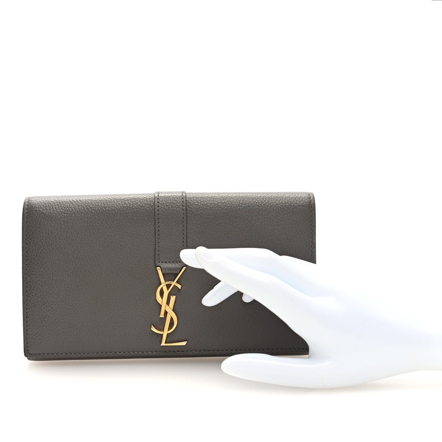Saint Laurent Grained Calfskin Monogram Large Flap Wallet Earth 2 of 7