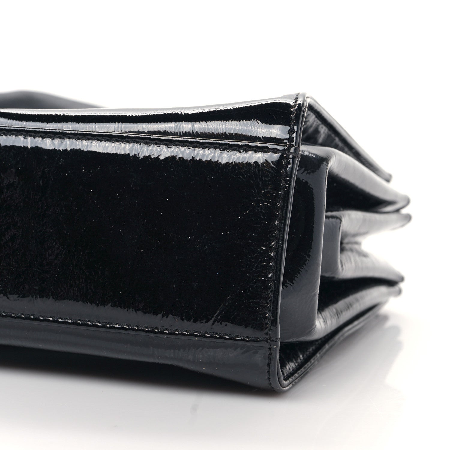 Chanel Patent Mademoiselle Lock Convertible Wrist Clutch Bag Black 11 of 11