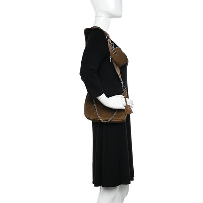 Prada Tessuto Nylon Saffiano Re-Edition 2005 Shoulder Bag Cacao 2 of 10