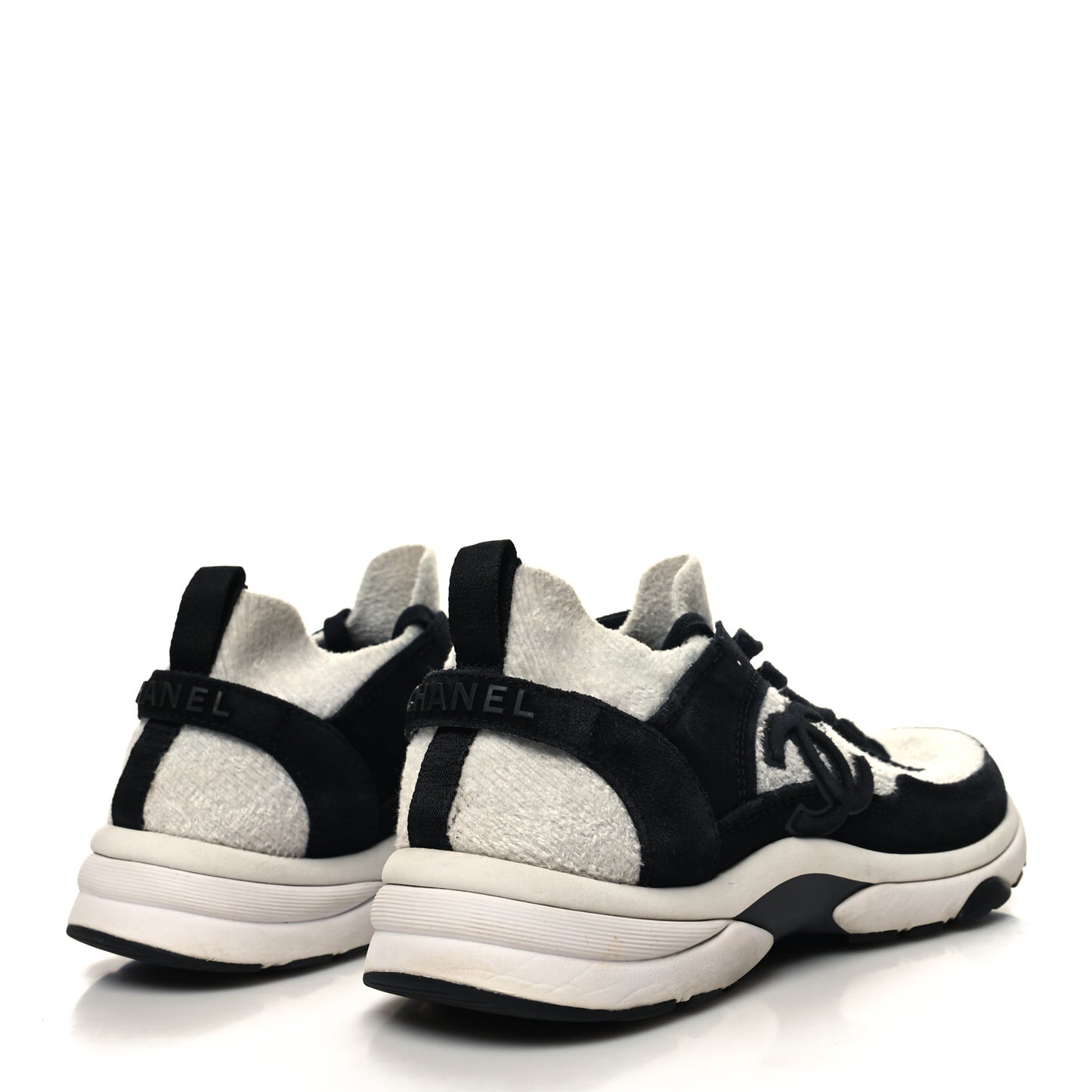 Fabric Suede Calfskin CC Sneakers 39 Grey Black