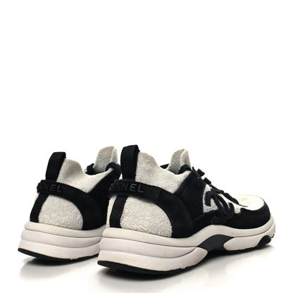 Chanel Fabric Suede Calfskin CC Sneakers 39 Grey Black 4 of 6