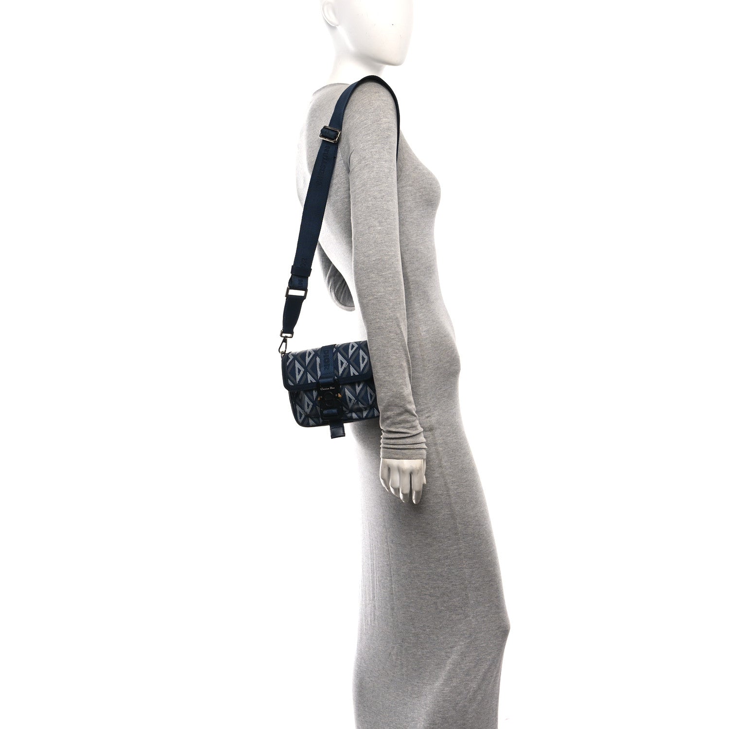 Christian Dior Coated Canvas CD Diamond Mini Hit The Road Bag Navy Blue 2 of 13