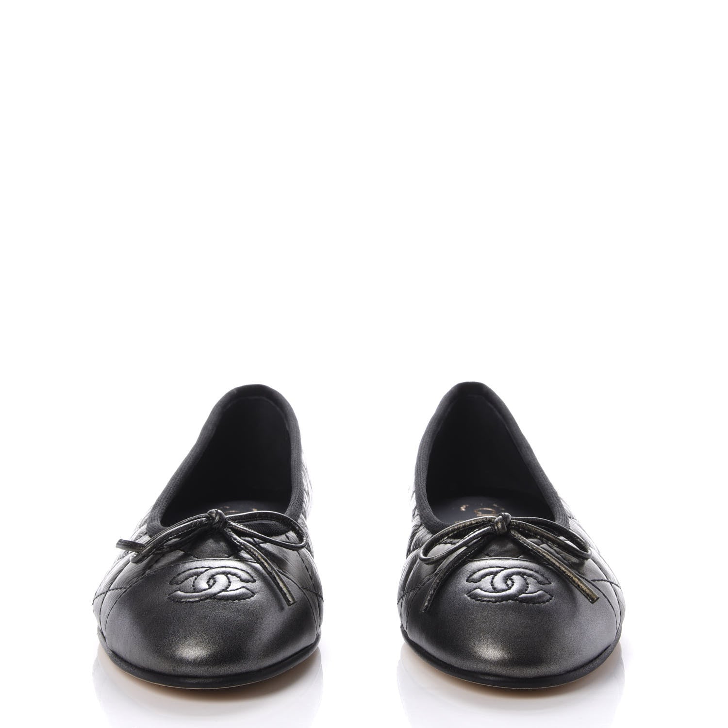 Chanel Aged Calfskin Quilted Cap Toe Ballerina Flats 37 Black 2 of 10