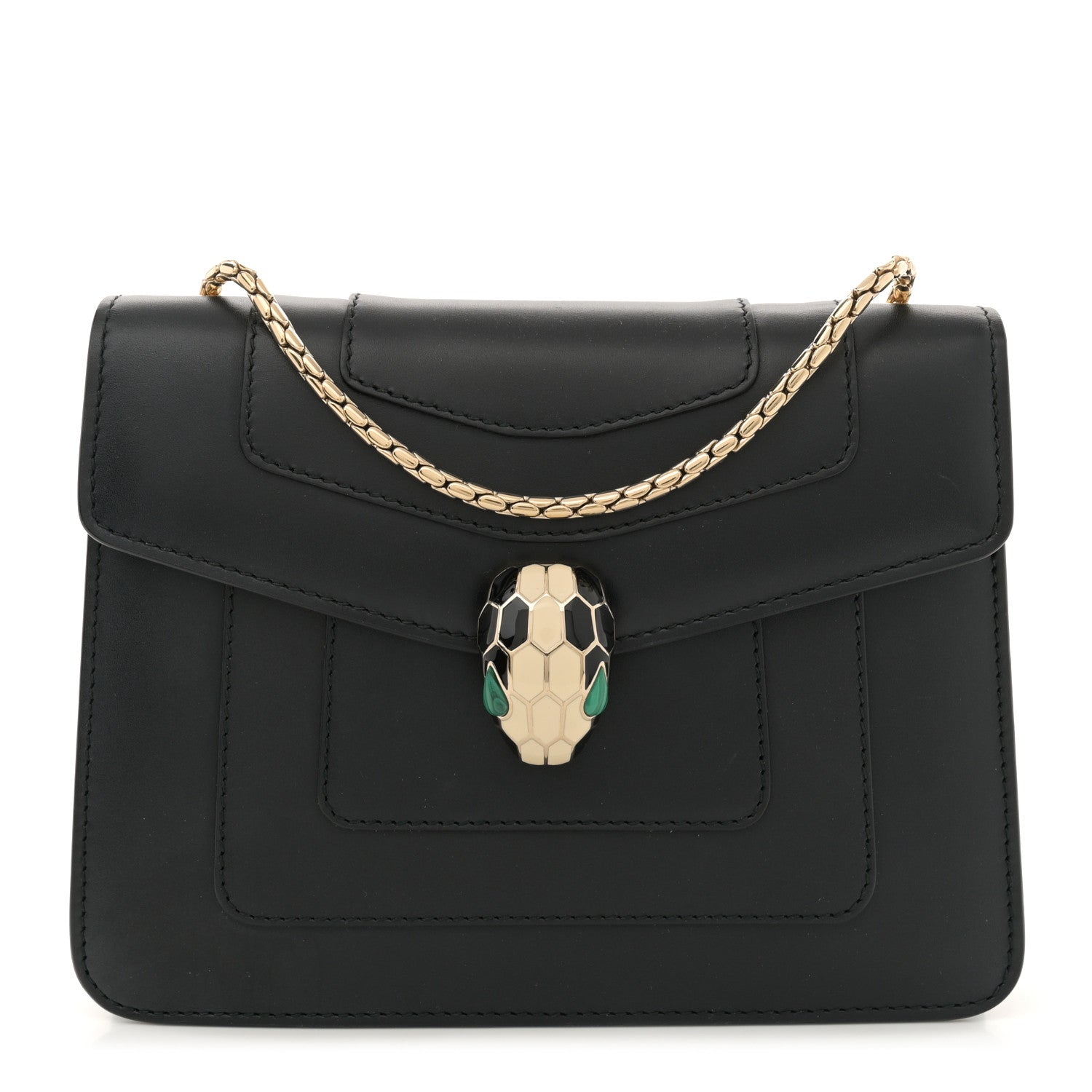 Bulgari Calfskin Small Serpenti Forever Snake Strap Crossbody Bag Black 1 of 10