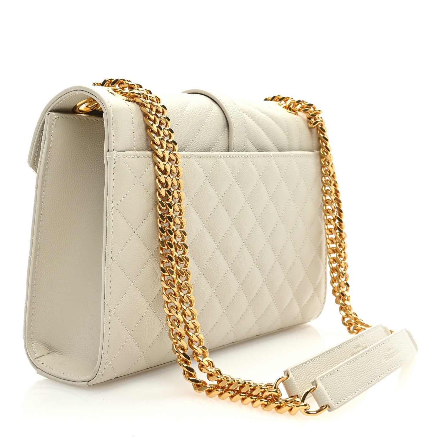 Saint Laurent Grain De Poudre Textured Mixed Matelasse Medium Triquilt Monogram Satchel Crema Soft 3 of 9