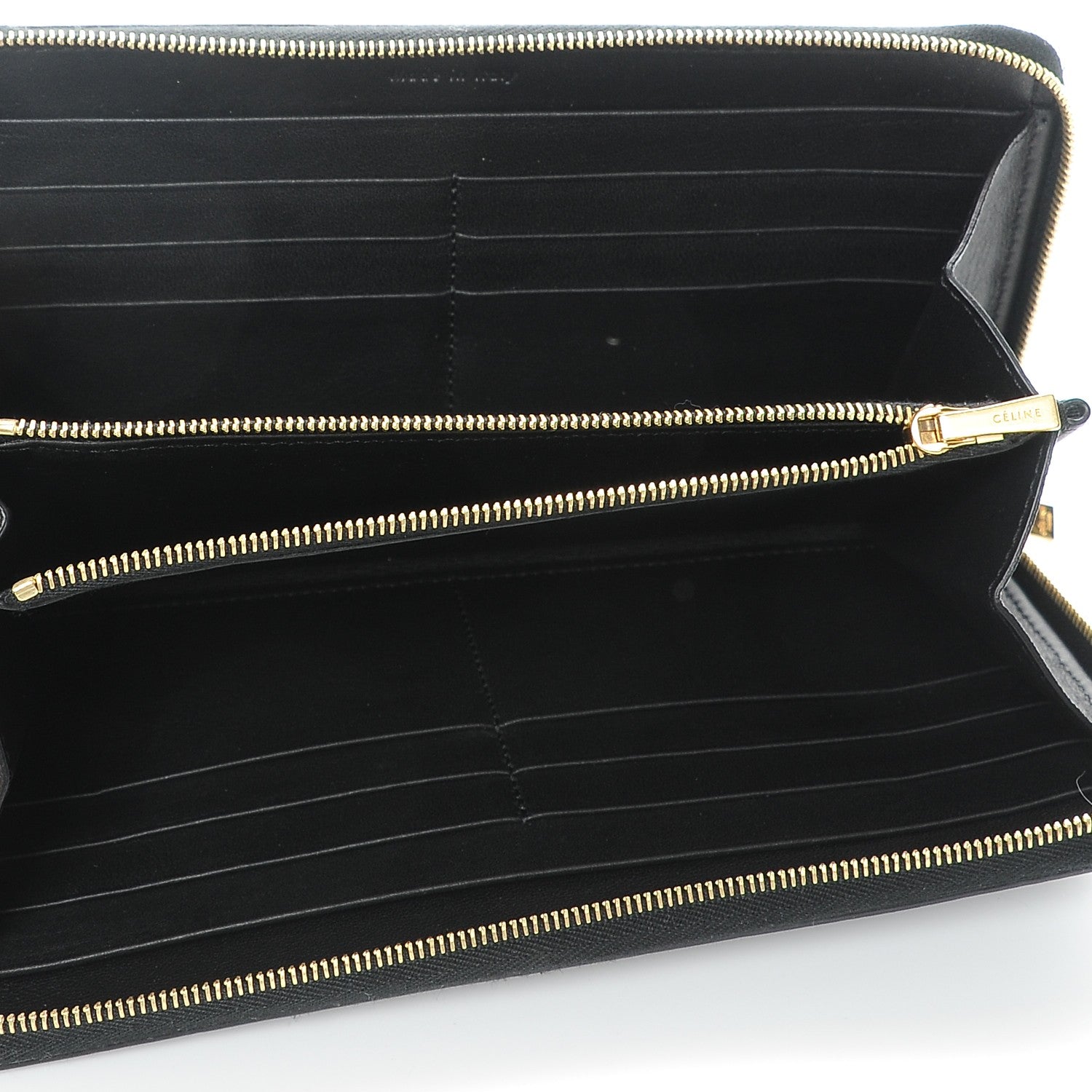 Celine Shiny Goatskin Large Zip Around Multifunction Wallet Black 5 of 8
