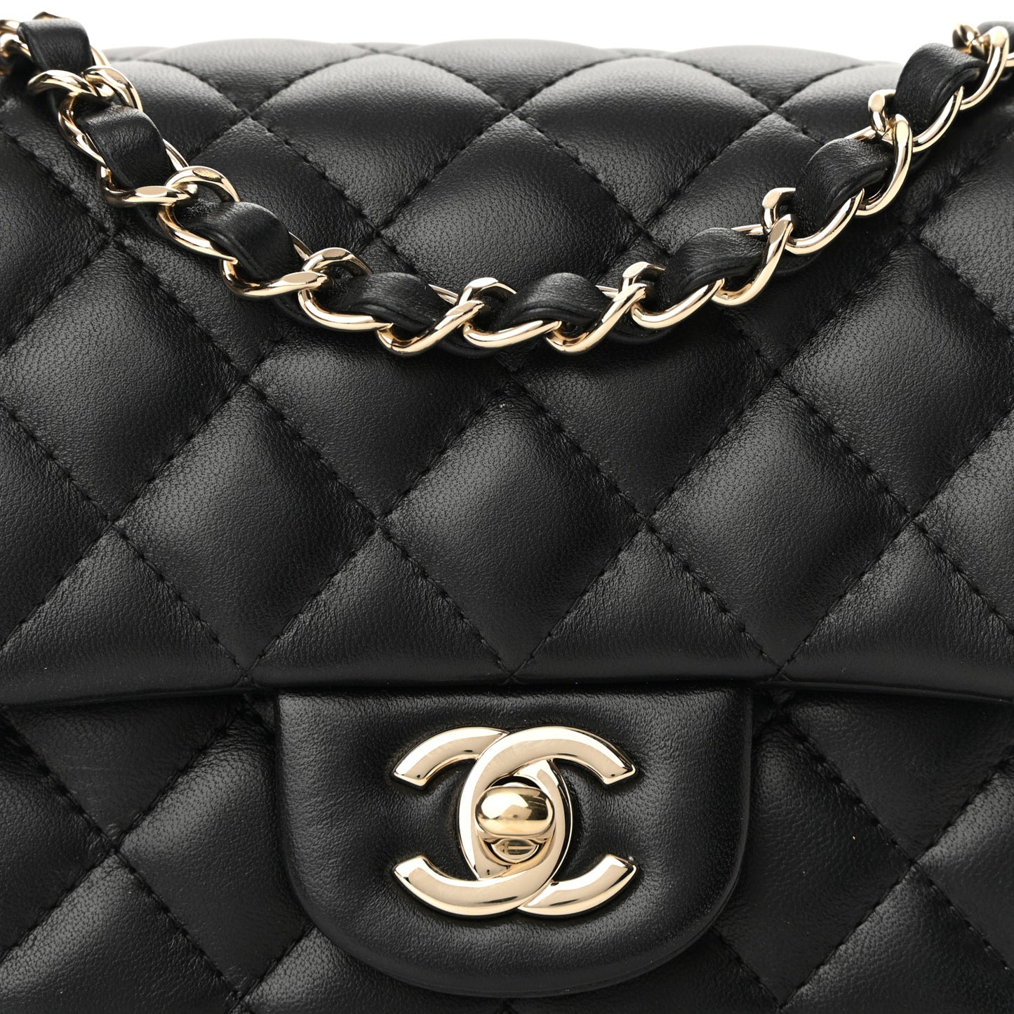 Lambskin Quilted Mini Square Flap Black