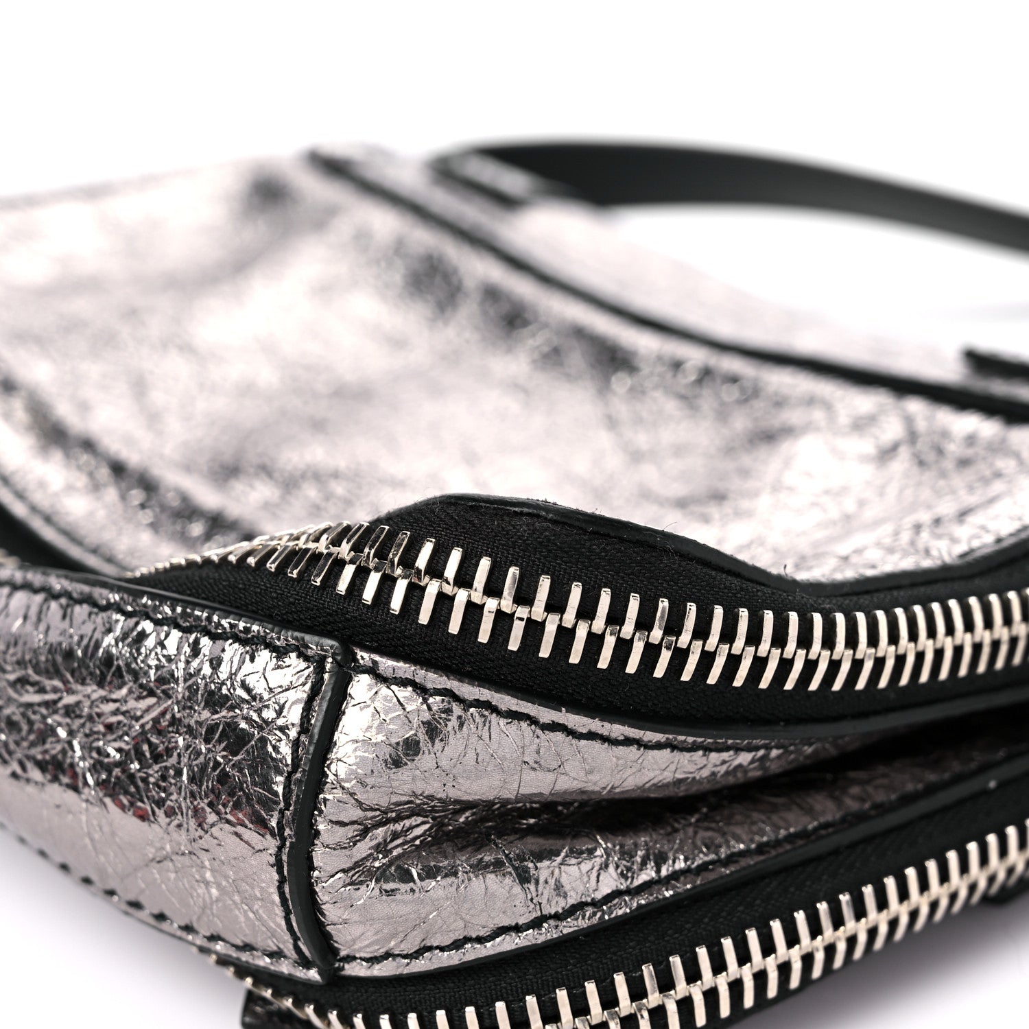Proenza Schouler Metallic Paper Lambskin PS1 Mini Pouch Messenger Dark Silver 10 of 11