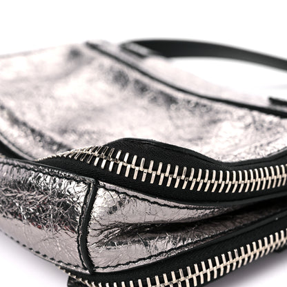 Proenza Schouler Metallic Paper Lambskin PS1 Mini Pouch Messenger Dark Silver 10 of 11