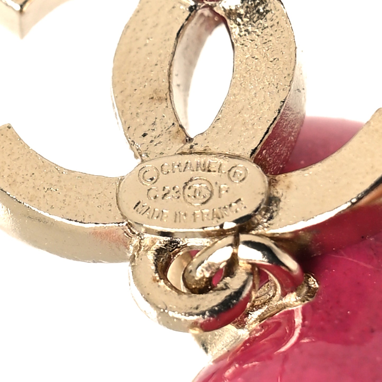 Crystal CC Resin Heart Drop Earrings Pink Gold