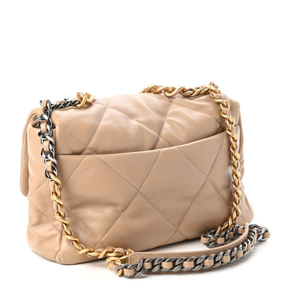 Chanel Lambskin Quilted Large Chanel 19 Flap Dark Beige 3 of 11