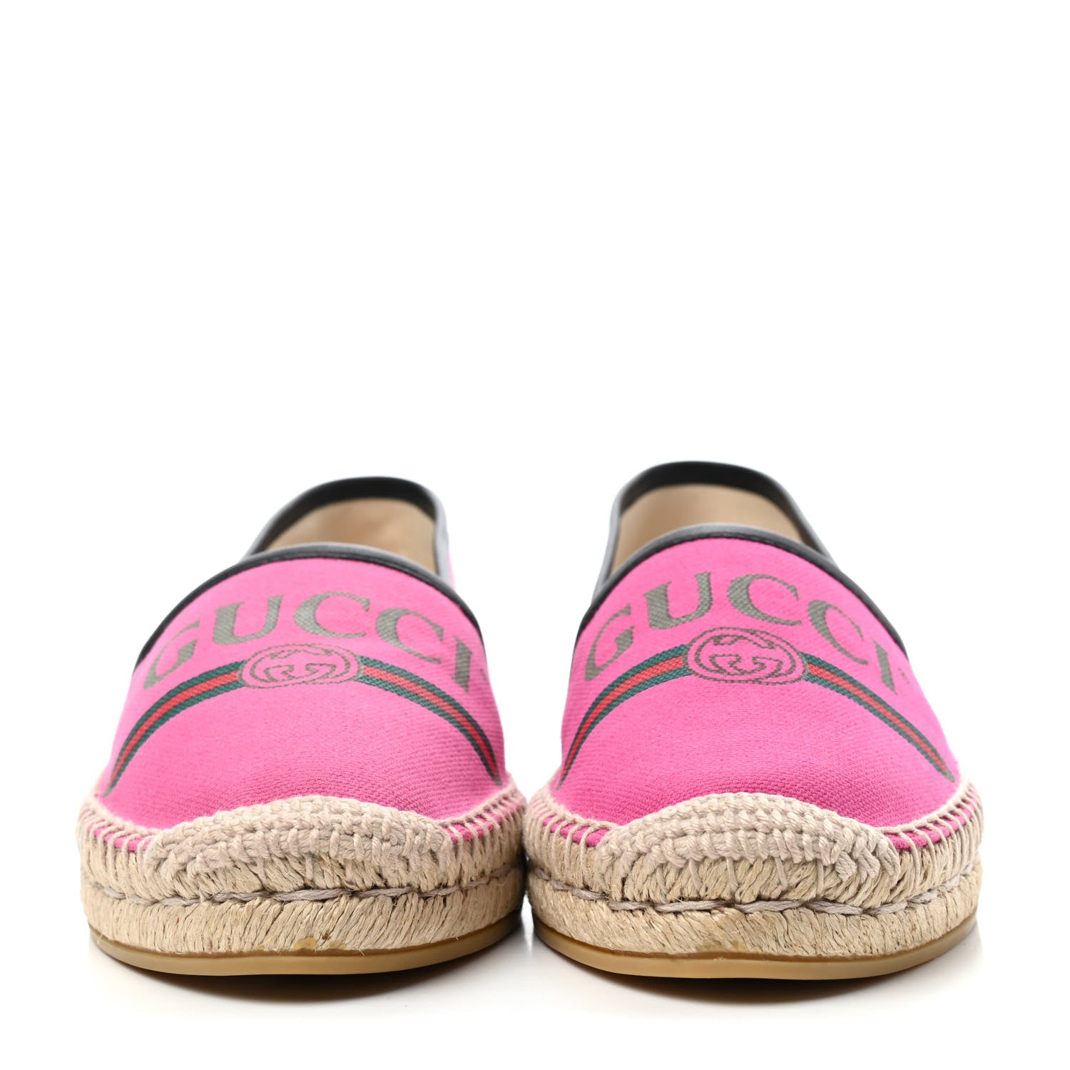 Gucci Canvas Logo Espadrilles 38.5 Cyclamen Rose Black 2 of 4