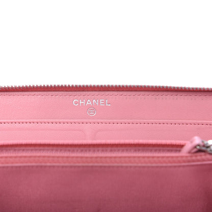 Chanel Lambskin Quilted Large Gusset Zip Around Wallet Light Pink 8 of 12