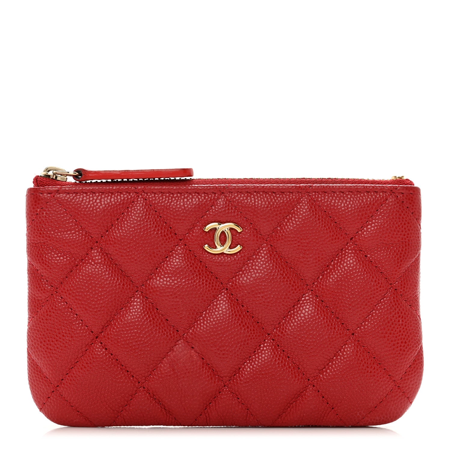 Chanel Caviar Quilted Small Cosmetic Case Red 1 of 10