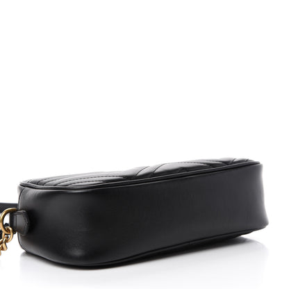 Gucci Calfskin Matelasse Small GG Marmont Chain Shoulder Bag Black 4 of 10
