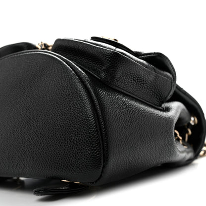 Chanel Shiny Caviar Quilted Small Duma Pockets Drawstring Backpack Black 10 of 11