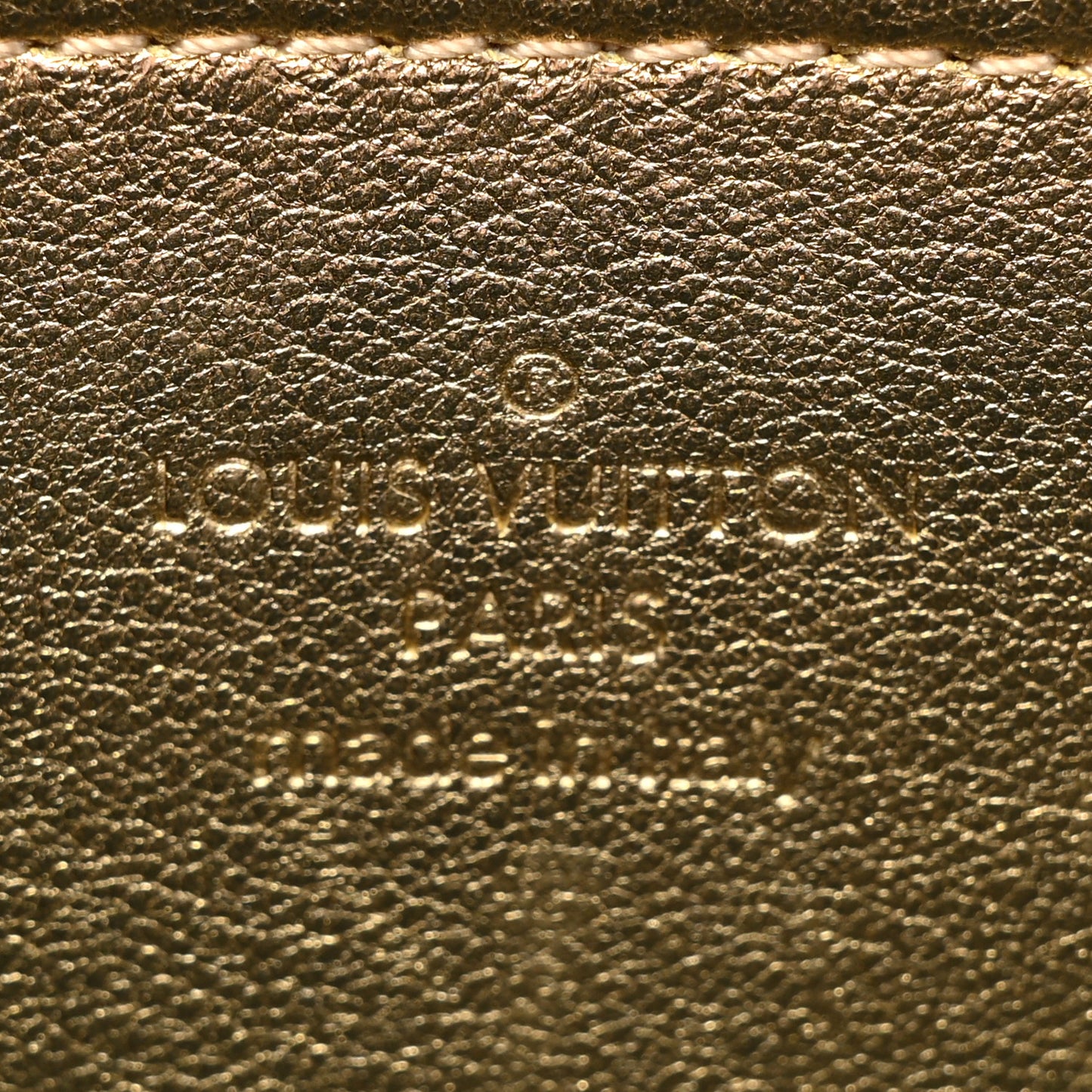 Metallic Lambskin Embossed Monogram Pochette Coussin Gold