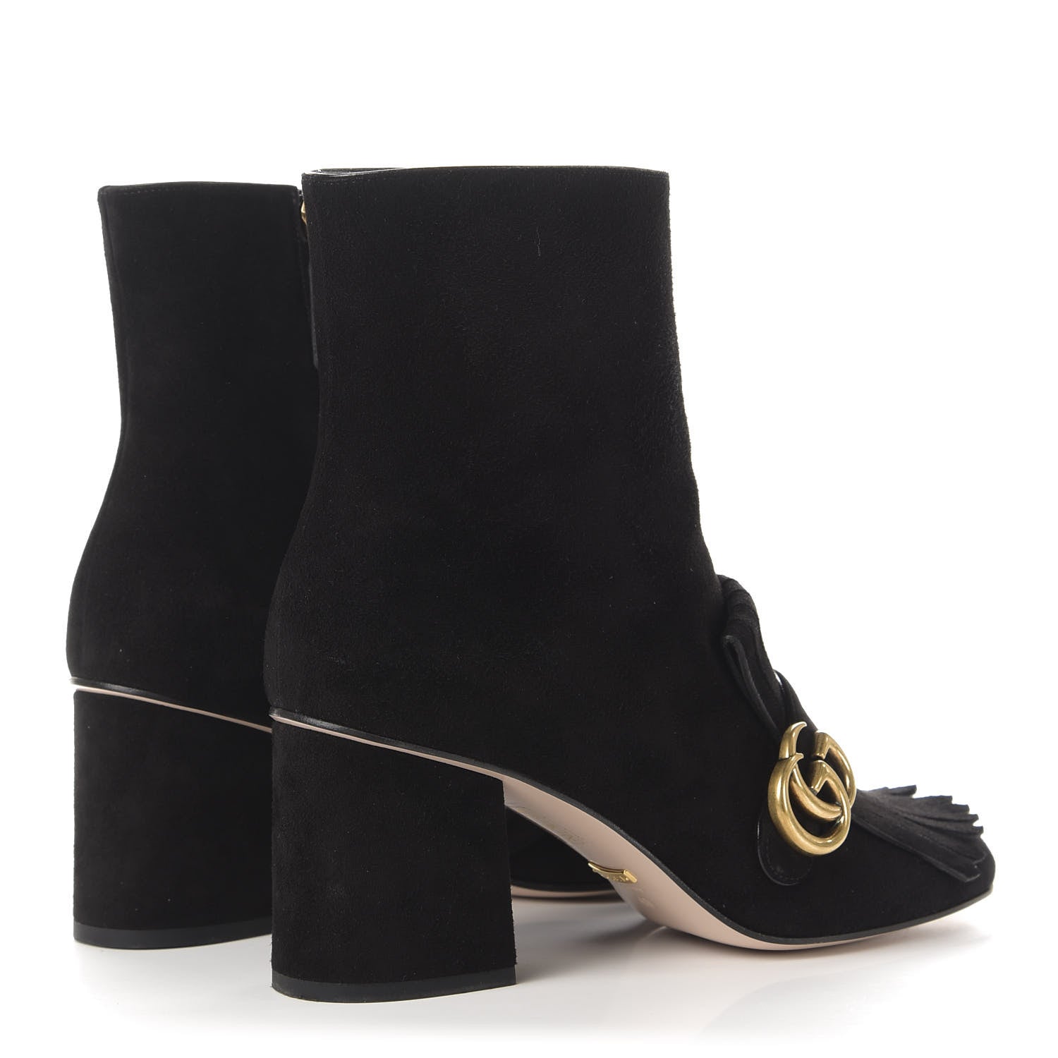 Gucci Kid Scamosciato GG Marmont Fringe 75mm Ankle Boots 40 Black 4 of 9