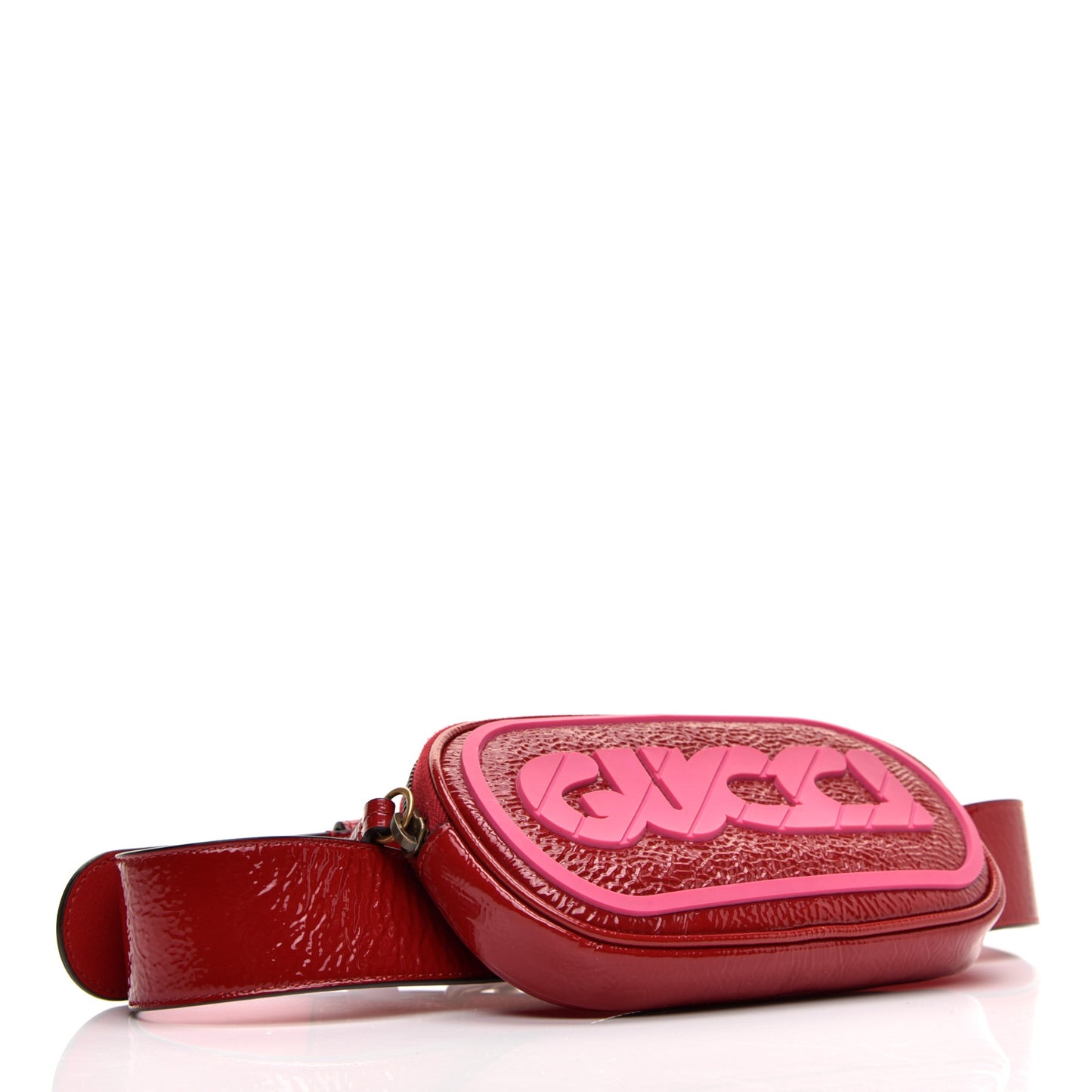 Patent Rubber Game Patch Logo Belt Bag 75 30 Hibiscus Red