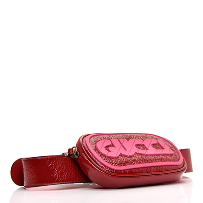 Gucci Patent Rubber Game Patch Logo Belt Bag 75 30 Hibiscus Red 4 of 10