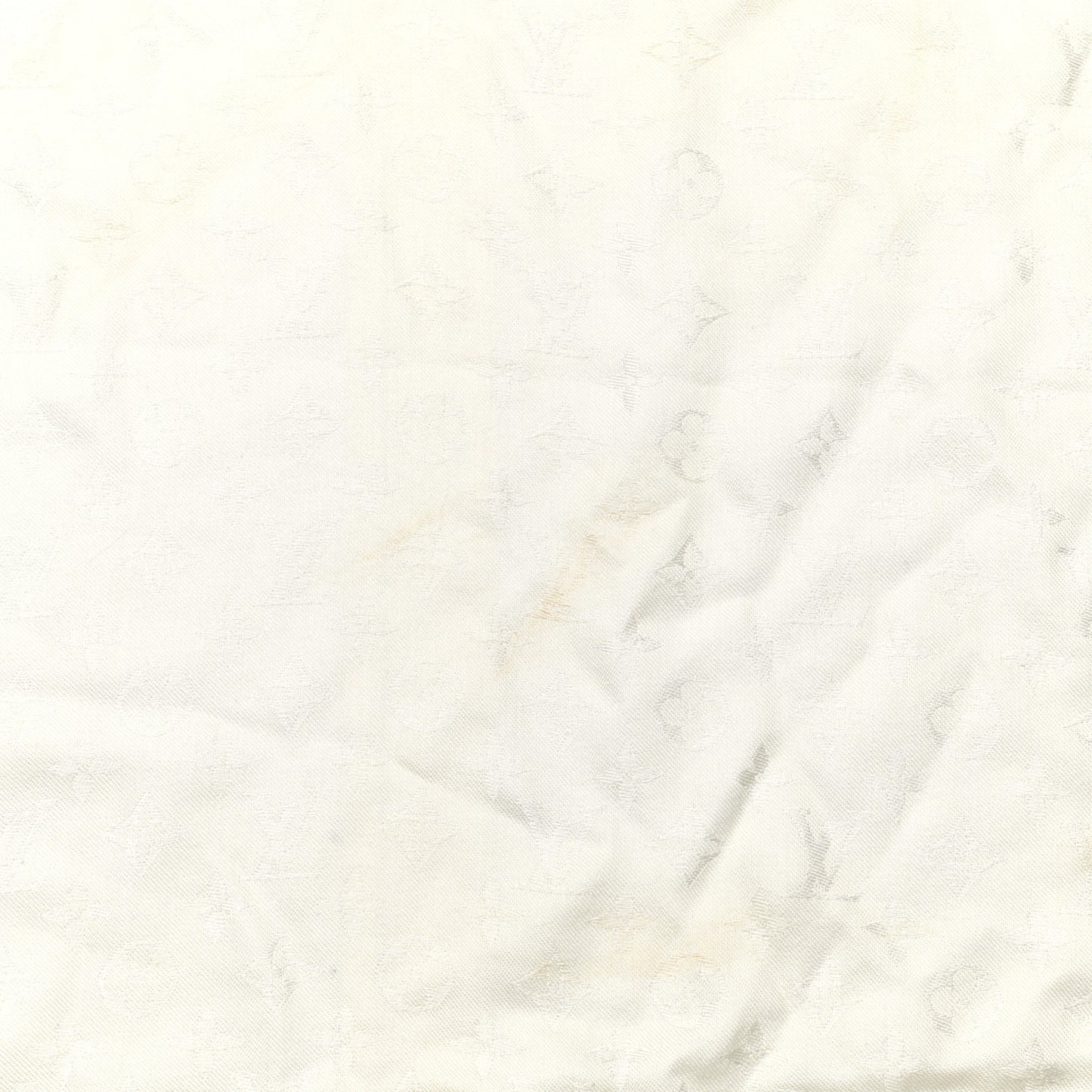 Silk Wool Monogram Fox V Fur Shawl White