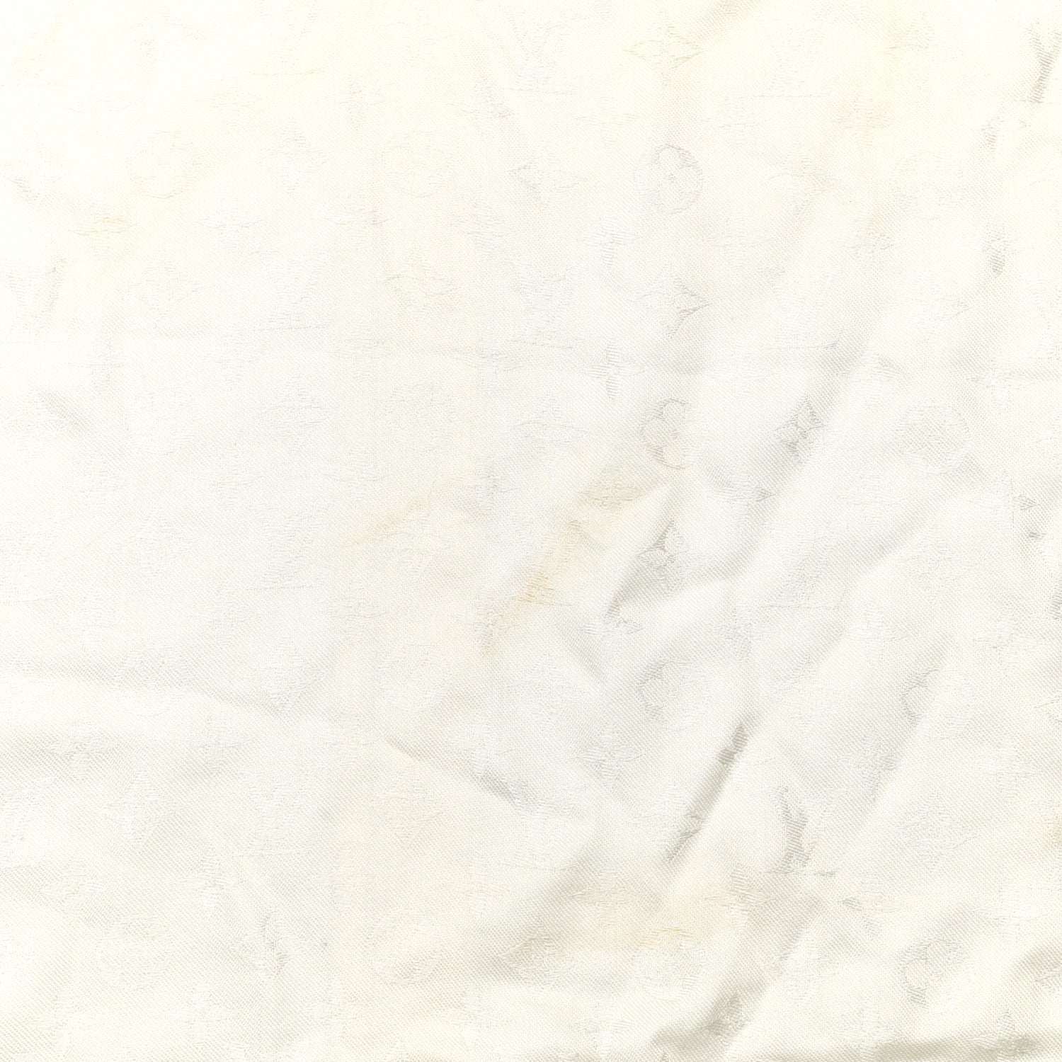 Louis Vuitton Silk Wool Monogram Fox V Fur Shawl White 4 of 5