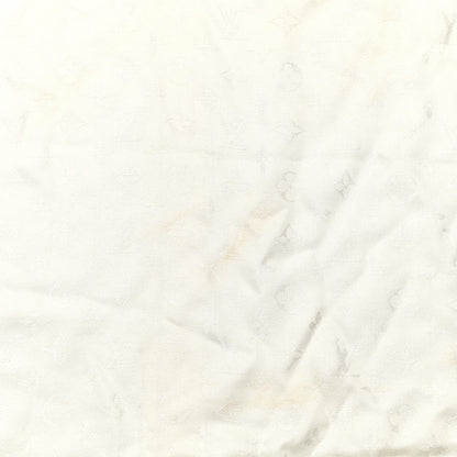 Louis Vuitton Silk Wool Monogram Fox V Fur Shawl White 4 of 5