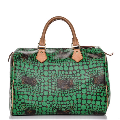 Louis Vuitton Monogram Kusama Town Speedy 30 Green 1 of 6