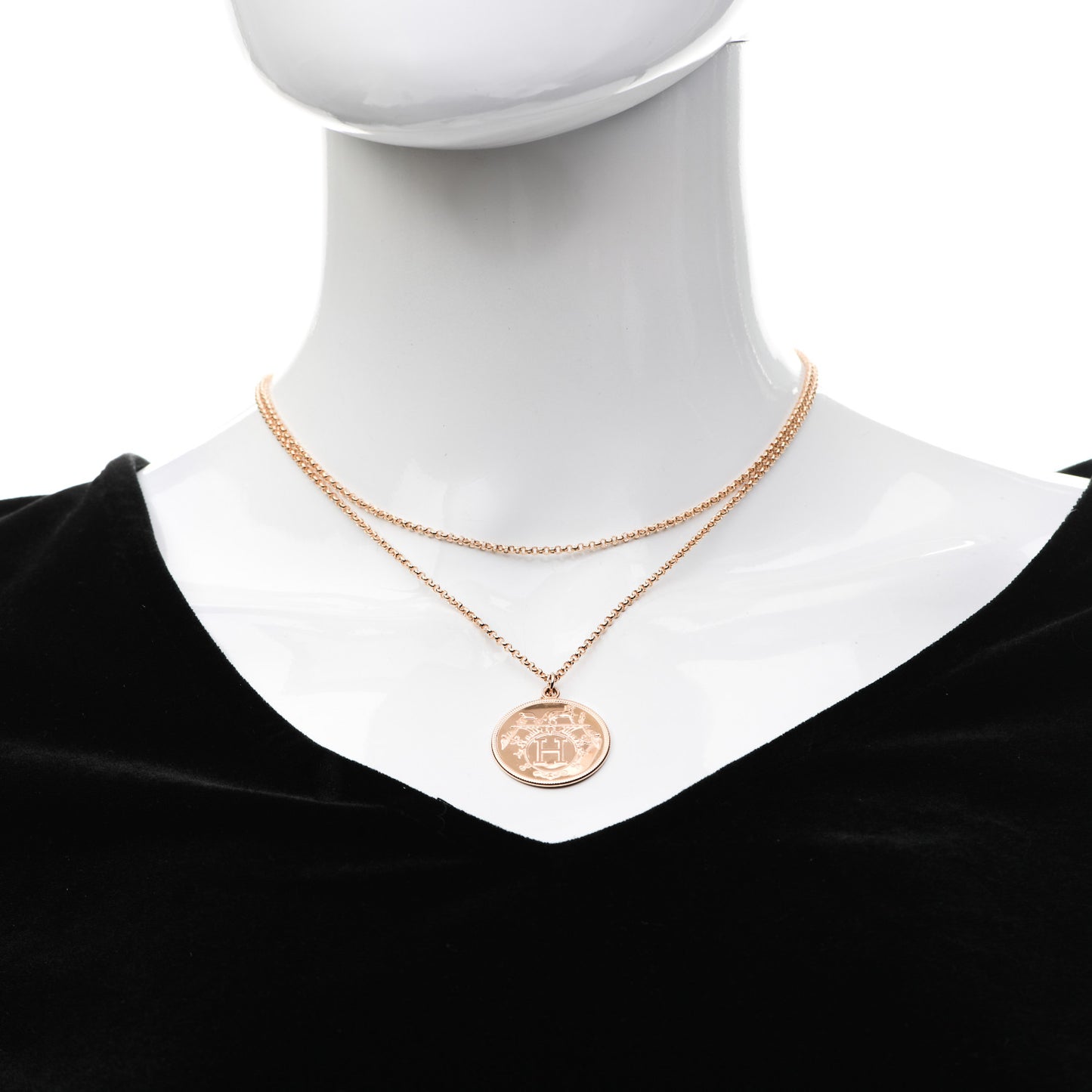 18K Rose Gold Diamond MM Ex-Libris Pendant Necklace