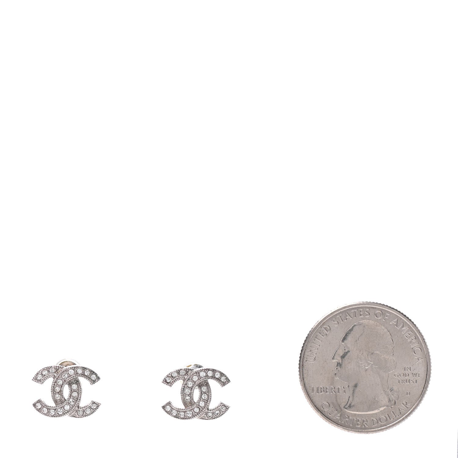 Chanel Crystal CC Earrings Silver 2 of 4