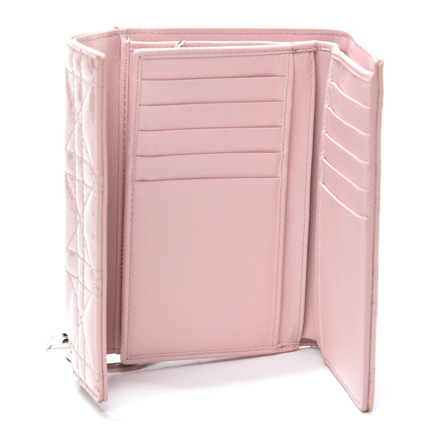 Christian Dior Patent Cannage Lady Dior Explorateur Wallet Pink 5 of 9