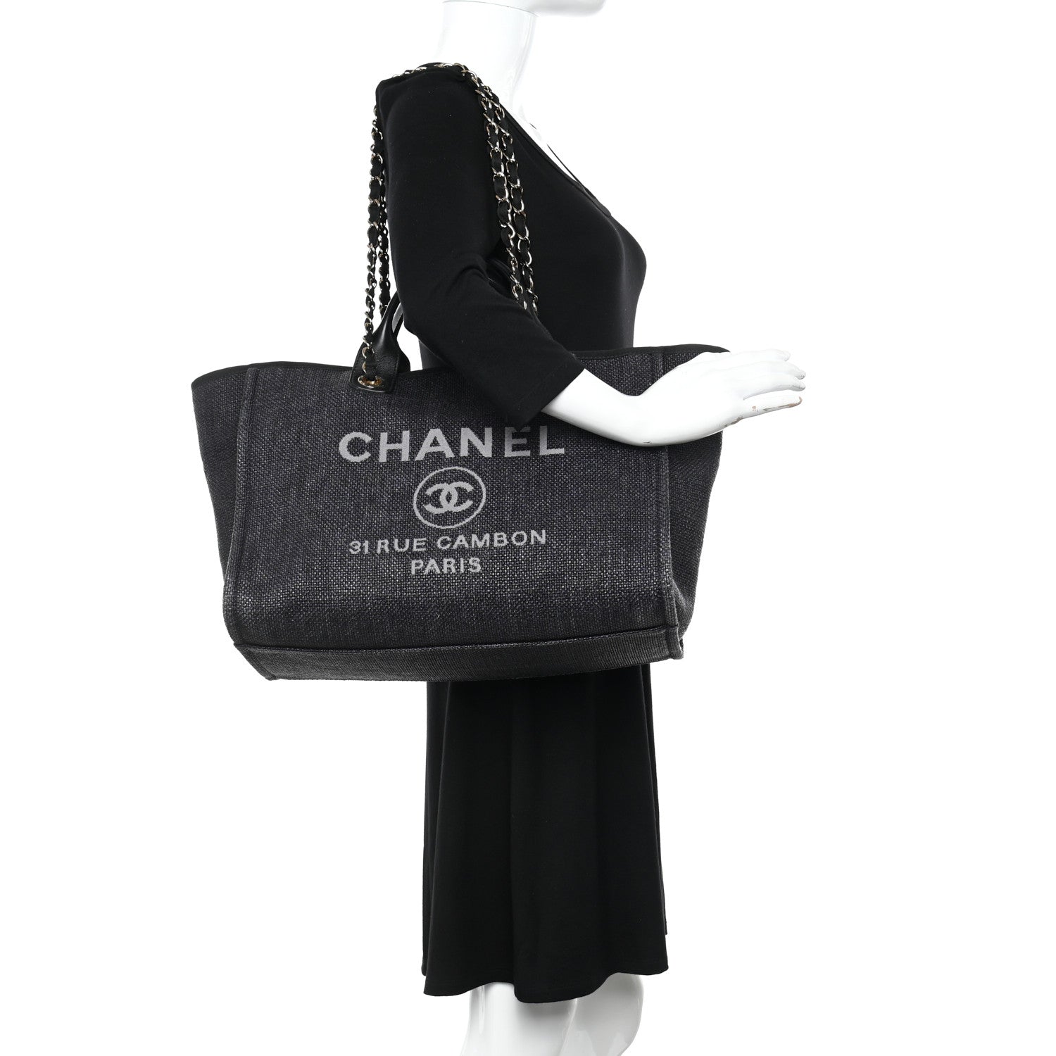Chanel Woven Straw Raffia Large Deauville Tote Black 2 of 13