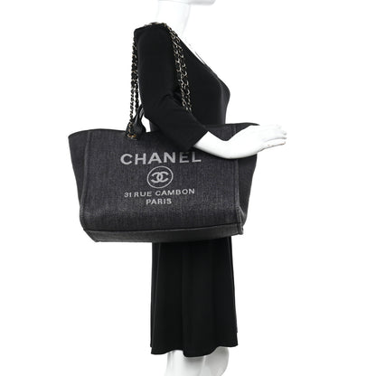 Chanel Woven Straw Raffia Large Deauville Tote Black 2 of 13
