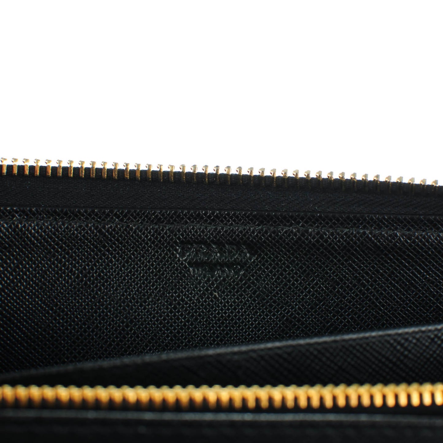 Saffiano Triangle Large Zip Around Travel Wallet Nero Black