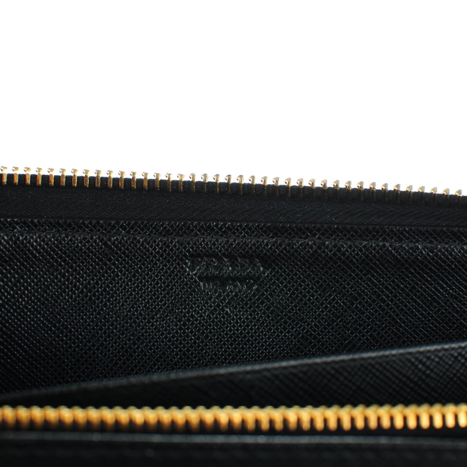Prada Saffiano Triangle Large Zip Around Travel Wallet Nero Black 6 of 8