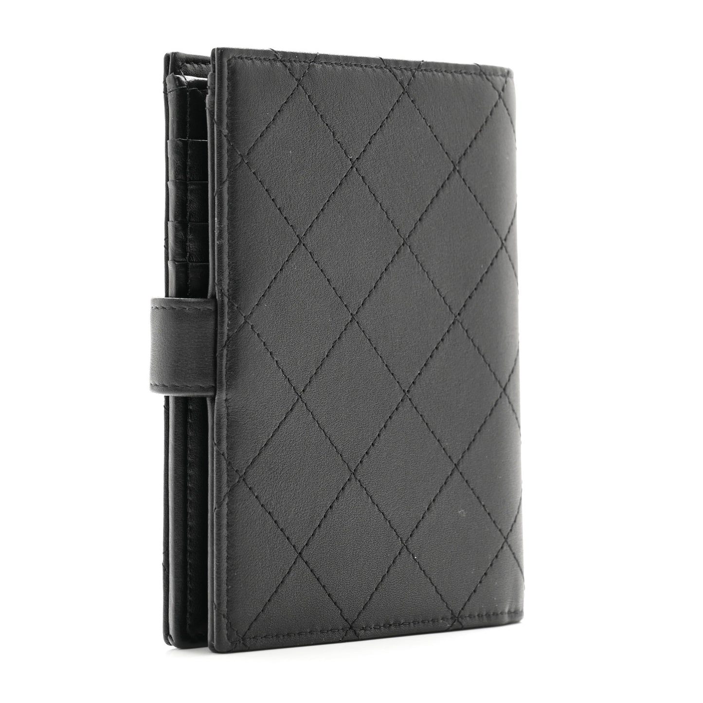 Grained Calfskin Quilted passport Holder Wallet So Black