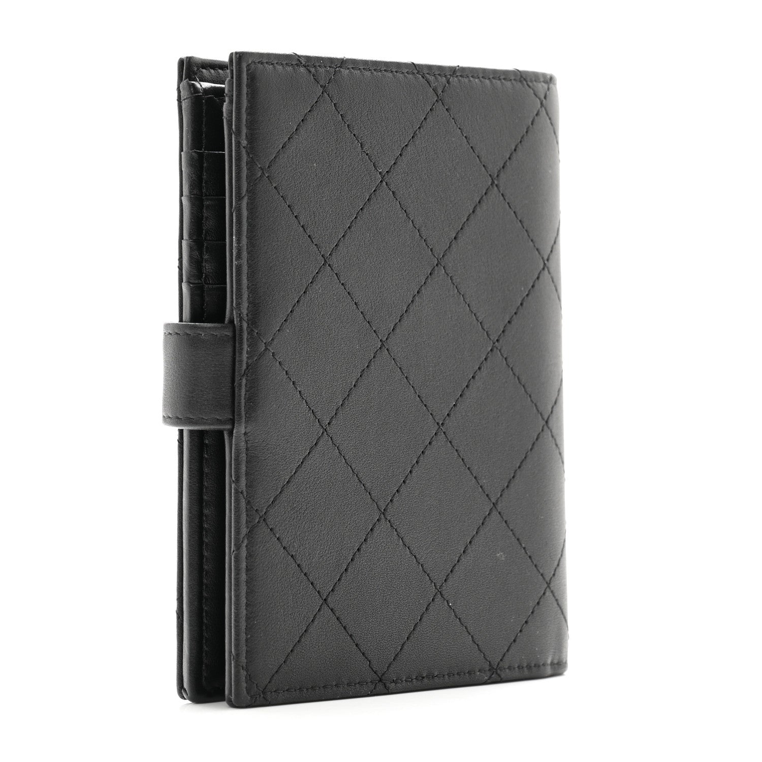 Chanel Grained Calfskin Quilted passport Holder Wallet So Black 3 of 8