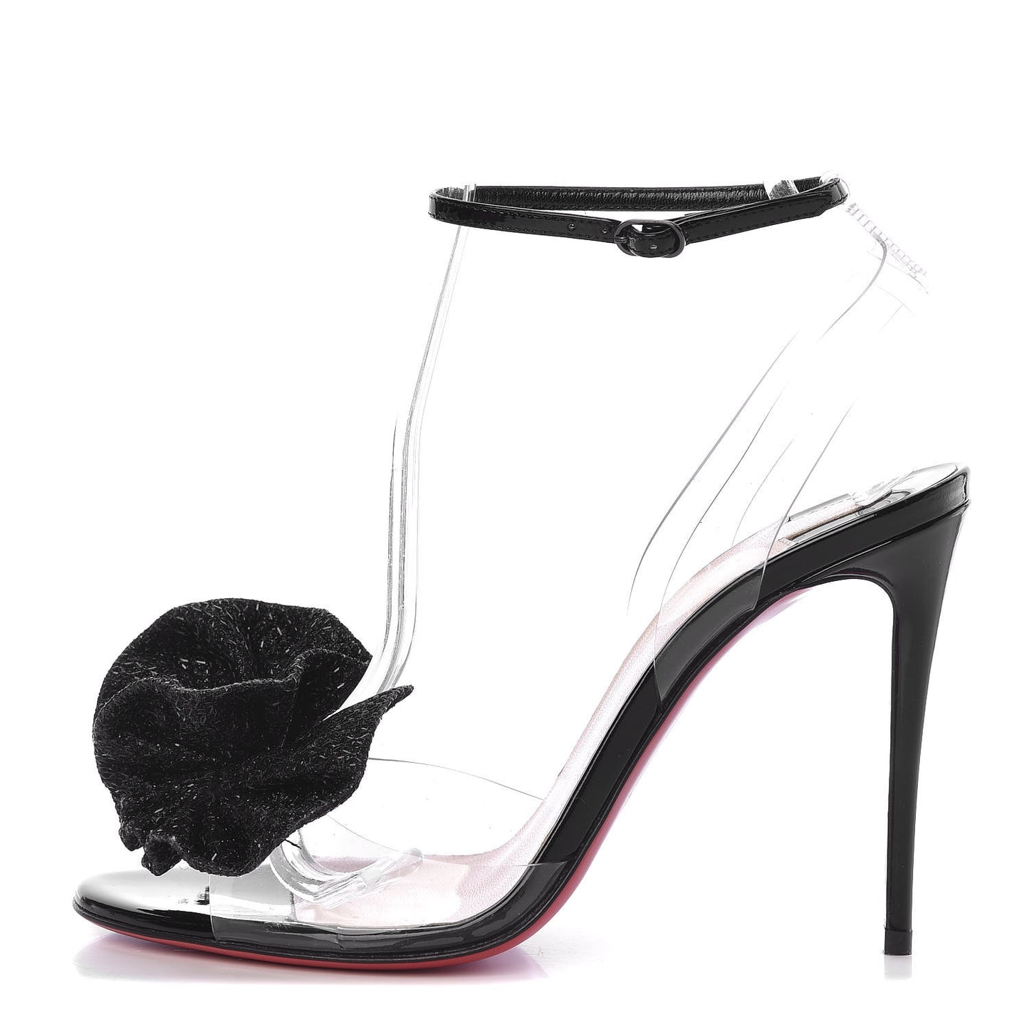 Metallic Calfskin Glitter Tonic PVC Fossiliza 100 Sandals 37.5 Black