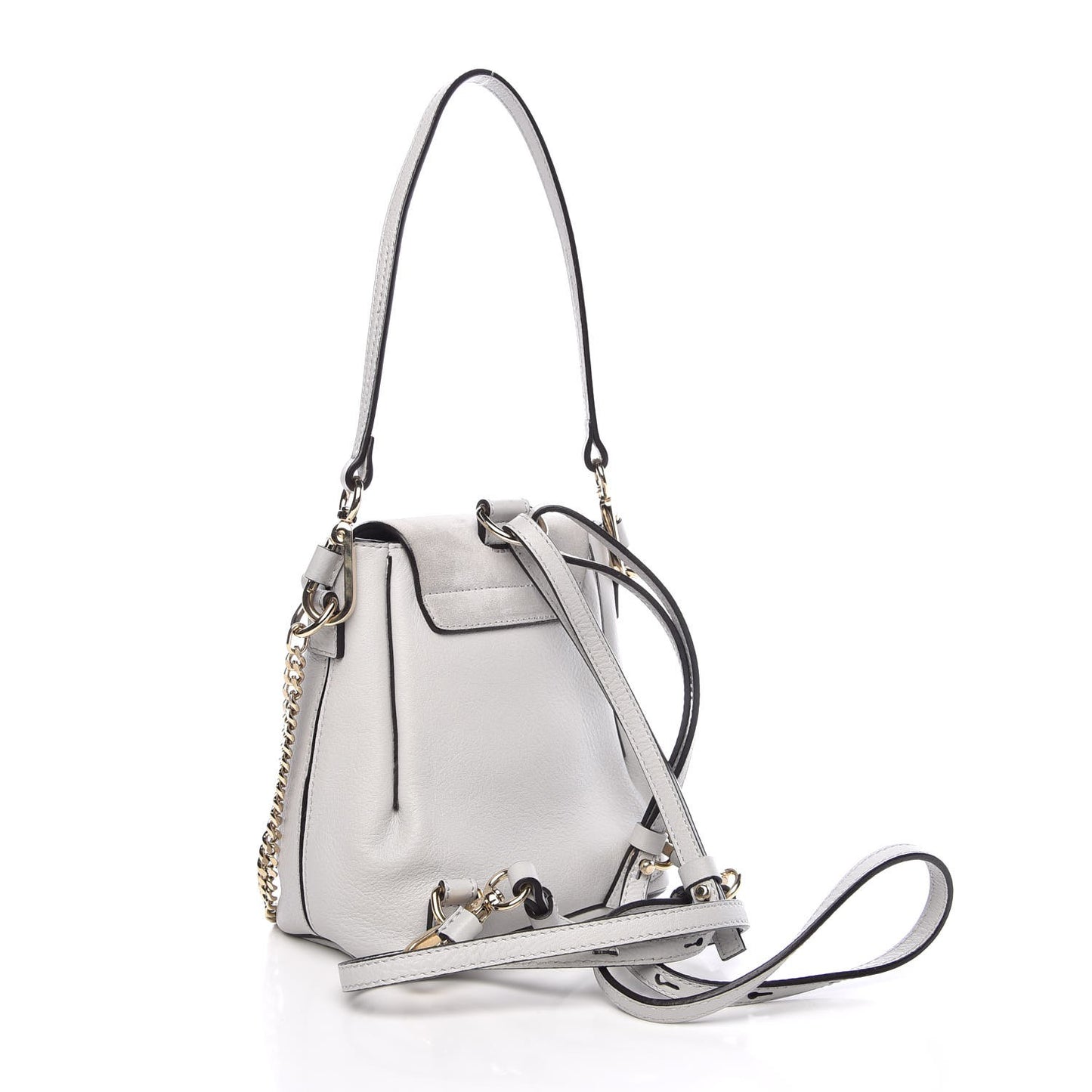Suede Calfskin Mini Faye Backpack Airy Grey