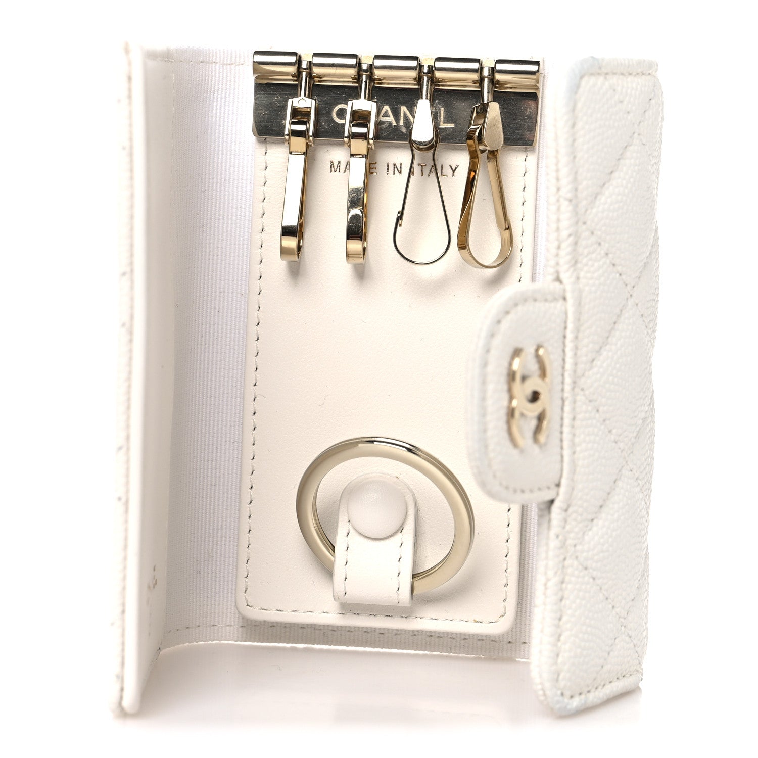 Chanel Caviar Quilted Classic 4 Key Holder Wallet White 5 of 9