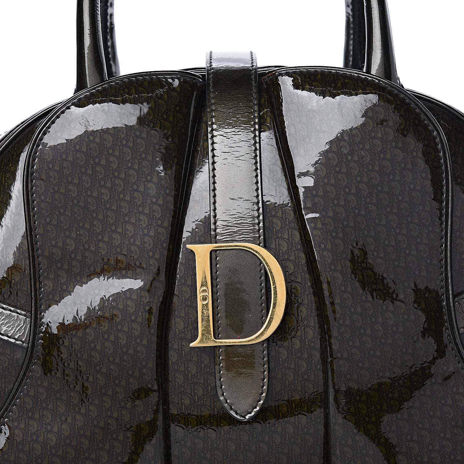 Christian Dior Patent Diorissimo Saddle Bowler Green 15 of 15