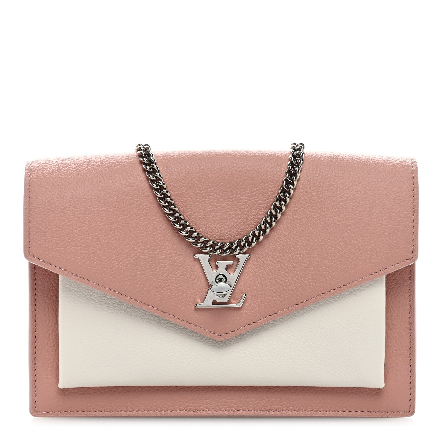 Calfskin My Lockme Chain Pochette Rose Ballet White