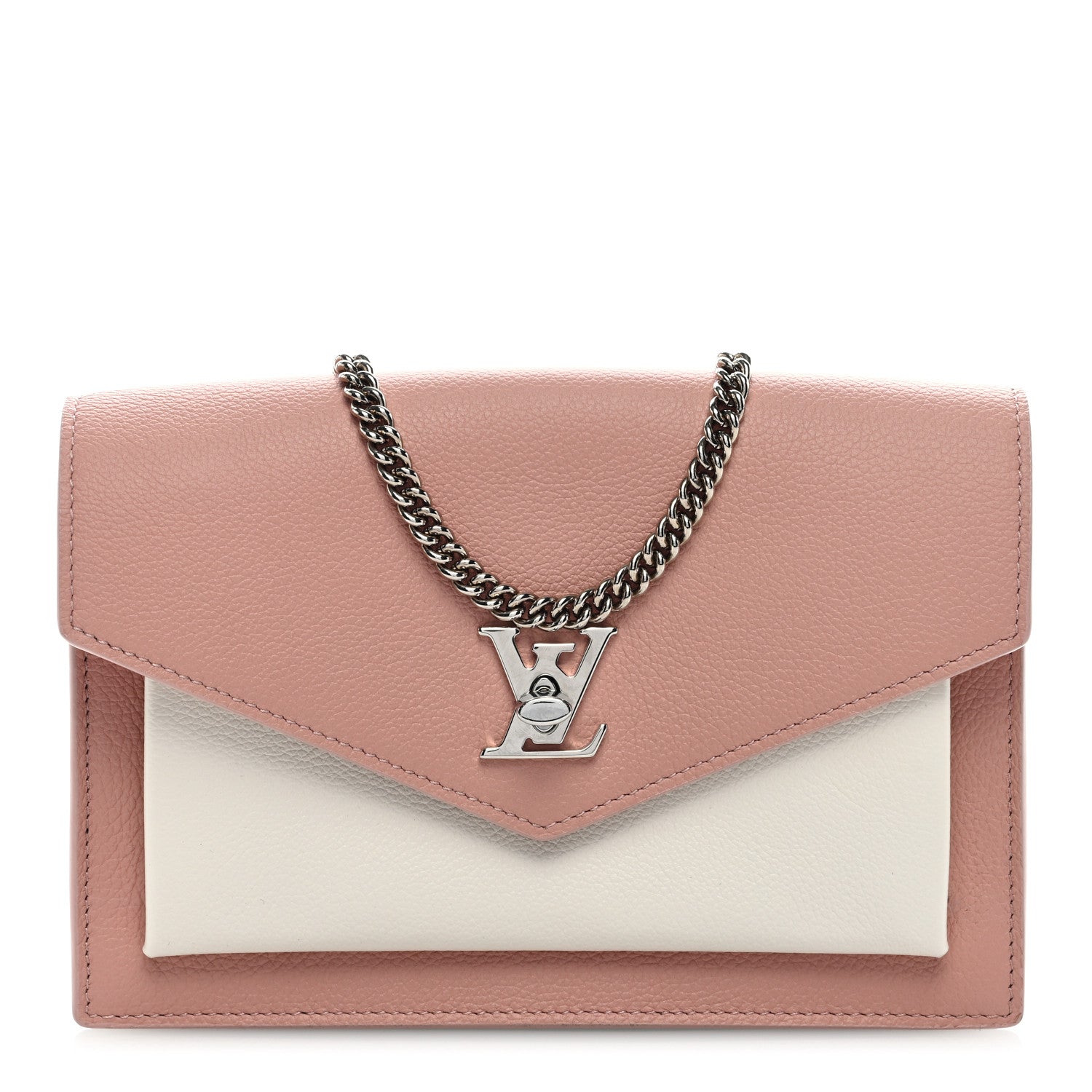 Louis Vuitton Calfskin My Lockme Chain Pochette Rose Ballet White 1 of 8