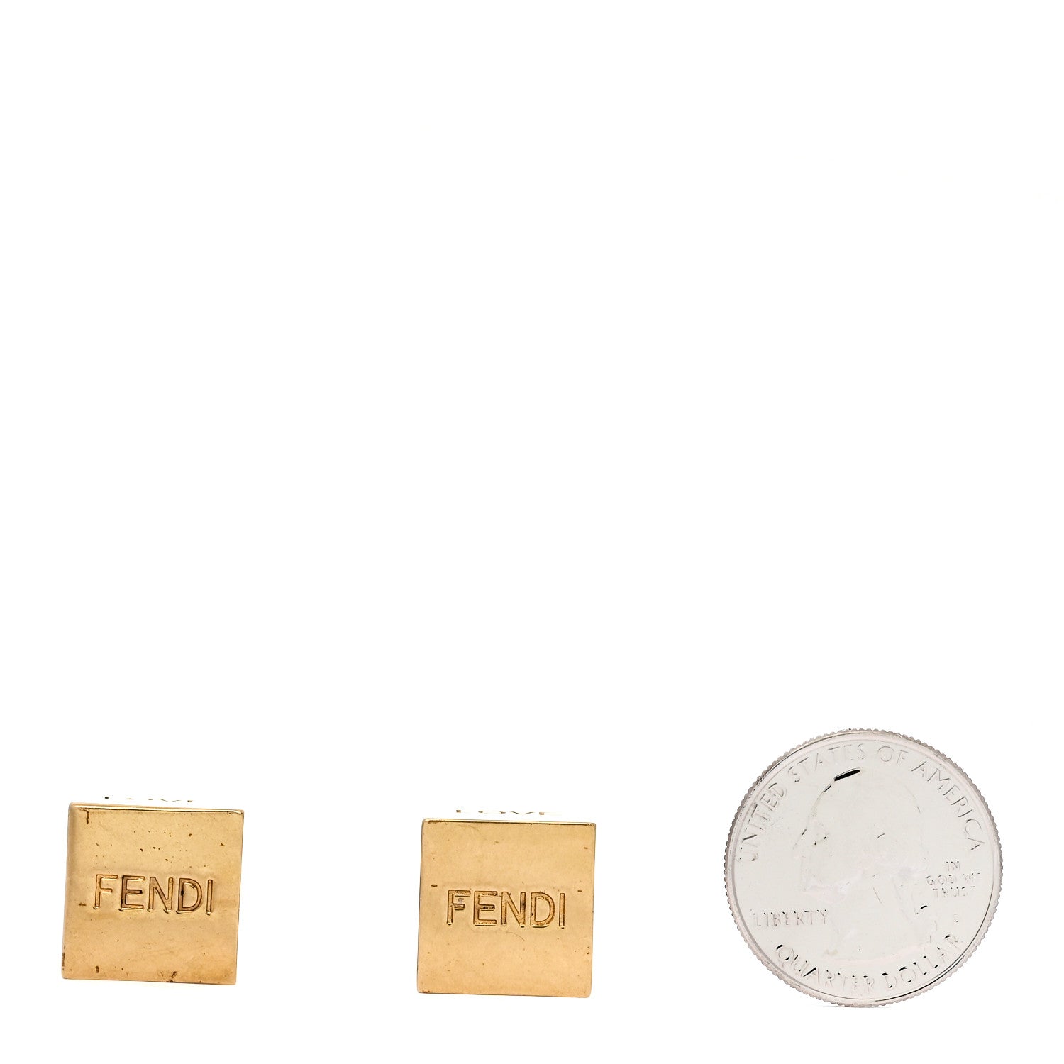 Fendi Metal Cube Earrings Gold 2 of 4