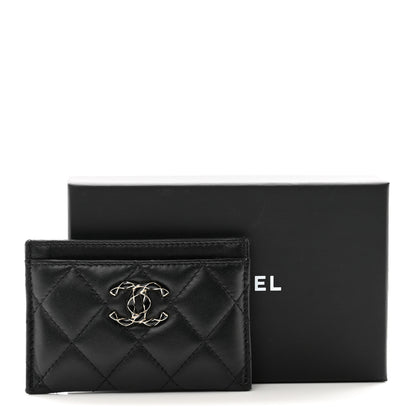 Chanel Lambskin Enamel Quilted Zippered Card Holder Black 9 of 9