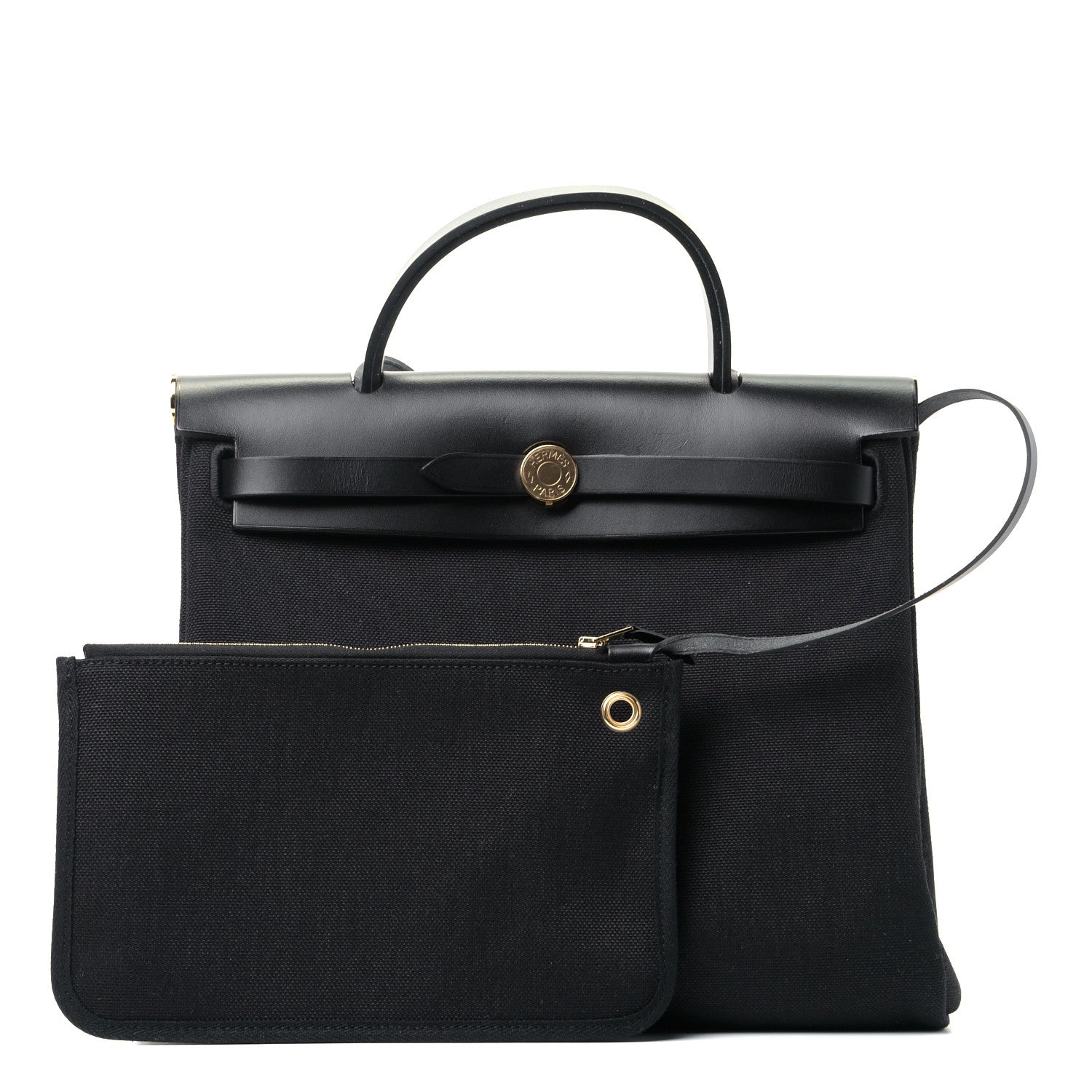 Hermes Military Toile Vache Hunter Herbag Zip PM 31 Black 1 of 5